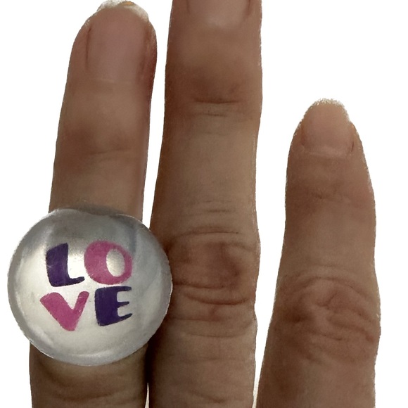 VTG RARE Y2K LISA FRANK PINK PURPLE LOVE RING BLING JEWELRY VALENTINE GIFT LOVE - Picture 7 of 12